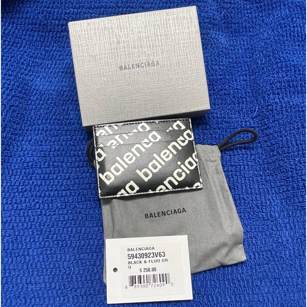 Balenciaga Men's Allover-Logo Card Holder Brand New